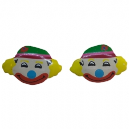 Ξύλινα clip παιδικά σκουλαρίκια κλόουν με πράσινο καπέλο