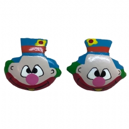 Ξύλινα clip παιδικά σκουλαρίκια κλόουν με μπλε καπέλο