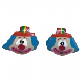 Ξύλινα clip παιδικά σκουλαρίκια κλόουν με μπλε μαλλιά