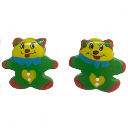 Wooden clip kid earrings Yellow teddy bears