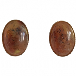 Οβάλ κλιπ σκουλαρίκια Marble με ασημί βάση