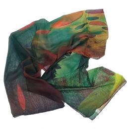 Ιταλικό φαρδύ φουλάρι Forest green με μπαλόνια