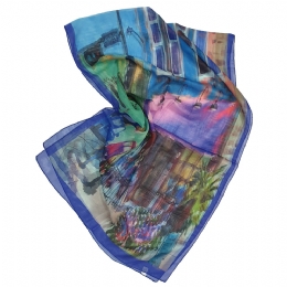 Ιταλικό indigo blue φαρδύ φουλάρι City life