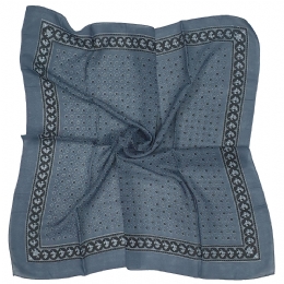 Γκρι Ιταλική μαντήλα με μικρά λουλούδια και μαύρη λαχούρ μπορντούρα