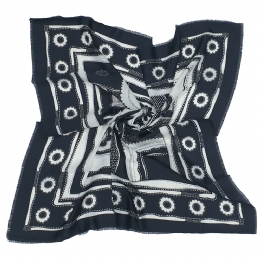 Ασπρόμαυρη πουά Ιταλική matte μαντήλα με μαργαρίτες