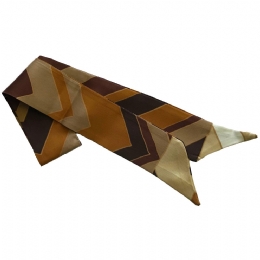 Brown double Italian silk bandeau with linear design