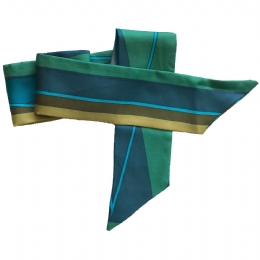 Διπλό πετρόλ Ιταλικό μεταξωτό φουλάρι bandeau με γραμμικό σχέδιο