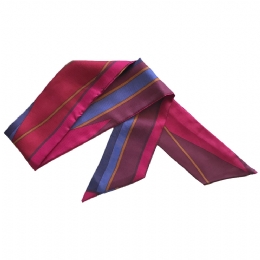 Burgundy double Italian silk bandeau scarf with linear design