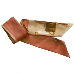 Διπλό ροζ Ιταλικό μεταξωτό φουλάρι bandeau με αλυσίδες