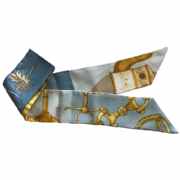 Διπλό γαλάζιο jeans Ιταλικό μεταξωτό φουλάρι bandeau με αλυσίδες 