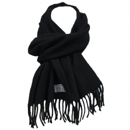 Fine quality Italian wool plain colour black unisex scarf