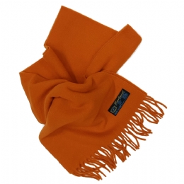 Fine quality Italian wool plain colour orange unisex scarf