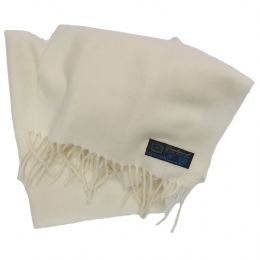 Fine quality Italian wool plain colour off white unisex scarf