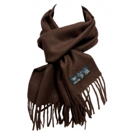 Fine quality Italian wool with cashmere plain colour brown unisex scarf