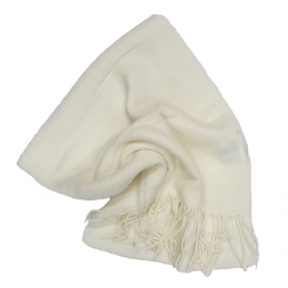 Plain colour white unisex acrylic scarf