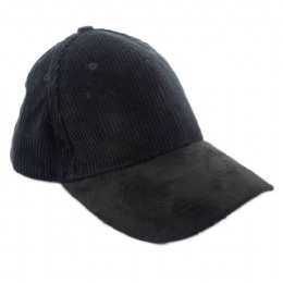 Μαύρο κοτλέ ανδρικό καπέλο jockey με γείσο alcantara
