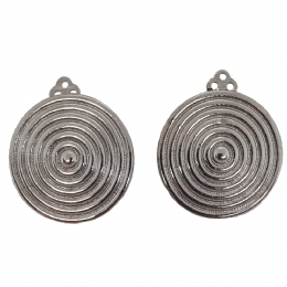 Silver metallic clip earrings Circles