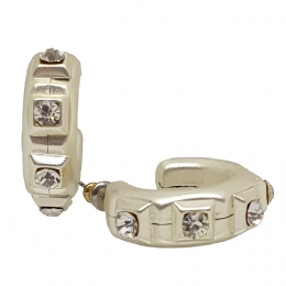 Ασημί ματ κρίκοι με λευκά στρας