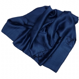 Μονόχρωμο midnight blue φαρδύ φουλάρι - εσάρπα από ακατέργαστο μετάξι