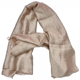 Wide raw silk plain colour nude scarf - stole 