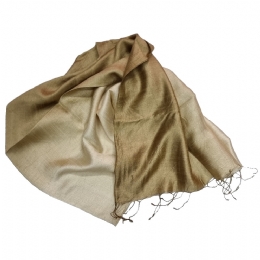 Ombre beige gold φαρδύ φουλάρι - εσάρπα από ακατέργαστο μετάξι