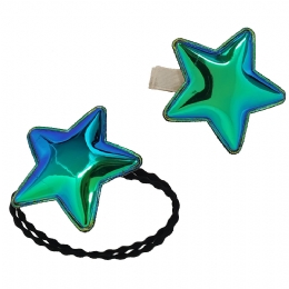 Elastic hair band and clip with opalescent Star 