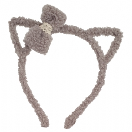 Γκρι fleece στέκα μαλλιών με αυτάκια και φιόγκο