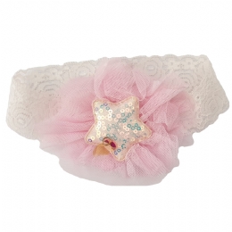Ροζ δαντελένια κορδέλα μαλλιών με αστέρι από παγιέτες και τούλι