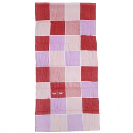 Πετσέτα θαλάσσης Pantone με ροζ, κόκκινα και λιλά τετράγωνα 75εκ x 150εκ
