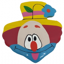 Wooden kid&apos;s hair barrett Clown with Yellow Hat