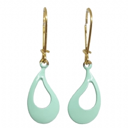 Μικρά μεταλλικά σκουλαρίκια δάκρυ με βεραμάν σμάλτο