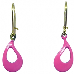 Μικρά μεταλλικά σκουλαρίκια δάκρυ με φουξ σμάλτο