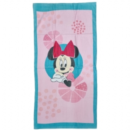 Ροζ και βεραμάν παιδική πετσέτα θαλάσσης Minnie Mouse 70εκ x 140εκ 
