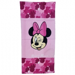 Φουξ και ροζ παιδική πετσέτα θαλάσσης Minnie Mouse 70εκ x 140εκ