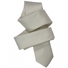 Plain colour white very narrow tie
