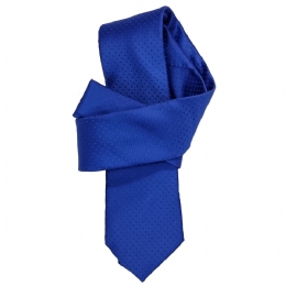 Royal blue narrow tie with embossed spotted fabric