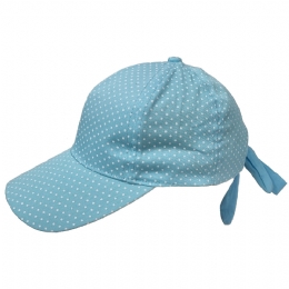 Γαλάζιο παιδικό καπέλο jockey με λευκά πουά