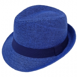 Μπλε ρουαγιάλ ψάθινο παιδικό καπέλο καβουράκι με μπλε κορδέλα