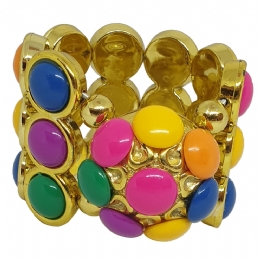 Χρυσό ελαστικό βραχιόλι με χρωματιστές πέτρες