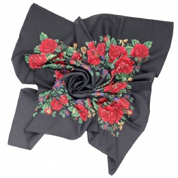 Μαύρη παραδοσιακή Ιταλική μαντήλα με κόκκινα τριαντάφυλλα