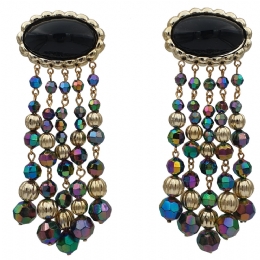 Μακριά κλιπ σκουλαρίκια με ιριδίζουσες πέτρες Pearl rain 