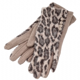 Elephant elastic women gloves with fluffy animal print and fleece lining