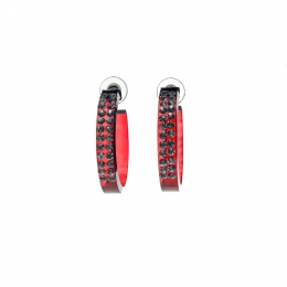 Κόκκινοι plexiglass κρίκοι με δύο σειρές λευκά strass