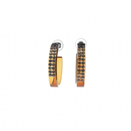 Πορτοκαλί plexiglass κρίκοι με δύο σειρές λευκά strass