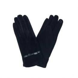 Μαύρα ελαστικά μπουκλέ γάντια με φιογκάκι και βαμβακερή σύνθεση