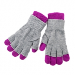Διπλά γκρι και φουξ unisex γάντια με κομμένα δάχτυλα