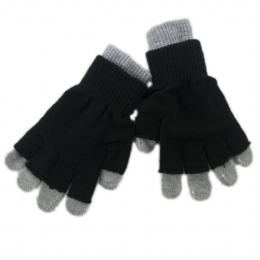 Διπλά μαύρα και γκρι unisex γάντια με κομμένα δάχτυλα