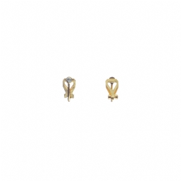 Χρυσά σκουλαρίκια κλιπ με πολύ μικρό λευκό strass