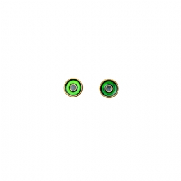 Χρυσά κυκλικά σκουλαρίκια με πράσινο και γκρι σμάλτο