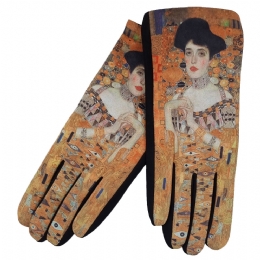 Μουσταρδί ελαστικά υφασμάτινα γάντια Gustav Klimt Schrift